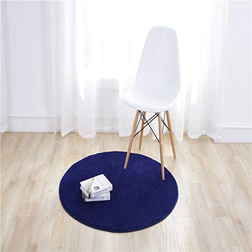 KiKom Einfarbiger Runde Teppich für Wohnzimmer Schlafzimmer Studie Hängen Korb Computer Stuhl Kind Teppich - 60 cm Blau von KiKom