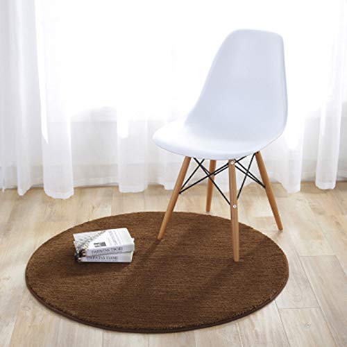 KiKom Einfarbiger Runde Teppich für Wohnzimmer Schlafzimmer Studie Hängen Korb Computer Stuhl Kind Teppich - 60 cm Hellbraun von KiKom