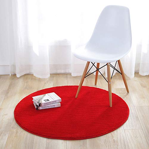 KiKom Einfarbiger Runde Teppich für Wohnzimmer Schlafzimmer Studie Hängen Korb Computer Stuhl Kind Teppich - 60 cm Rot von KiKom