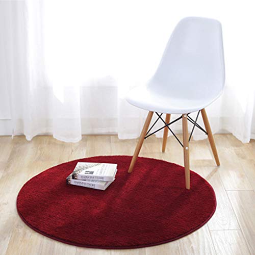 KiKom Einfarbiger Runde Teppich für Wohnzimmer Schlafzimmer Studie Hängen Korb Computer Stuhl Kind Teppich - 60 cm Rotwein von KiKom