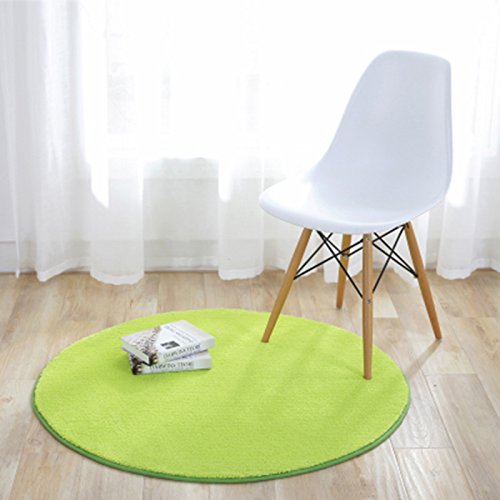 KiKom Einfarbiger Runde Teppich für Wohnzimmer Schlafzimmer Studie Hängen Korb Computer Stuhl Kind Teppich - 90 cm Gras Grün von KiKom