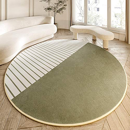 KiKom Wohnzimmer Teppich Runder Teppich Sofa Teppich Rutschfester Teppich Einfacher Stil Schlafzimmer Teppich 1PC (Hellgrün, 120 * 120cm) von KiKom