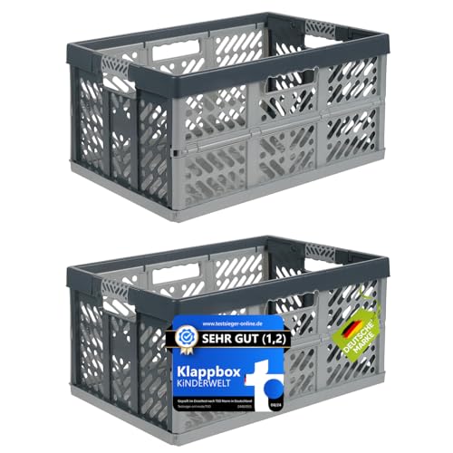 KiNDERWELT 2er Set Klappbox 45 L silber/ grau 45 L Faltbox bis 50 kg KiNDERWELT 2er Set Klappbox 45 L silber/ grau 45 L Faltbox bis 50 kg von KiNDERWELT