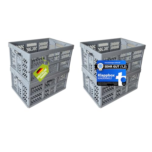 KiNDERWELT 4 x Stabile Profi-Klappboxen grau mit Soft-Touch Griffen KiNDERWELT 4 x Stabile Profi-Klappboxen grau mit Soft-Touch Griffen von KiNDERWELT