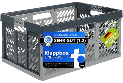 KiNDERWELT 45 Liter stabile Faltbox Klappbox Kunststoff bis 50 kg Gummi Handgriffe von KiNDERWELT