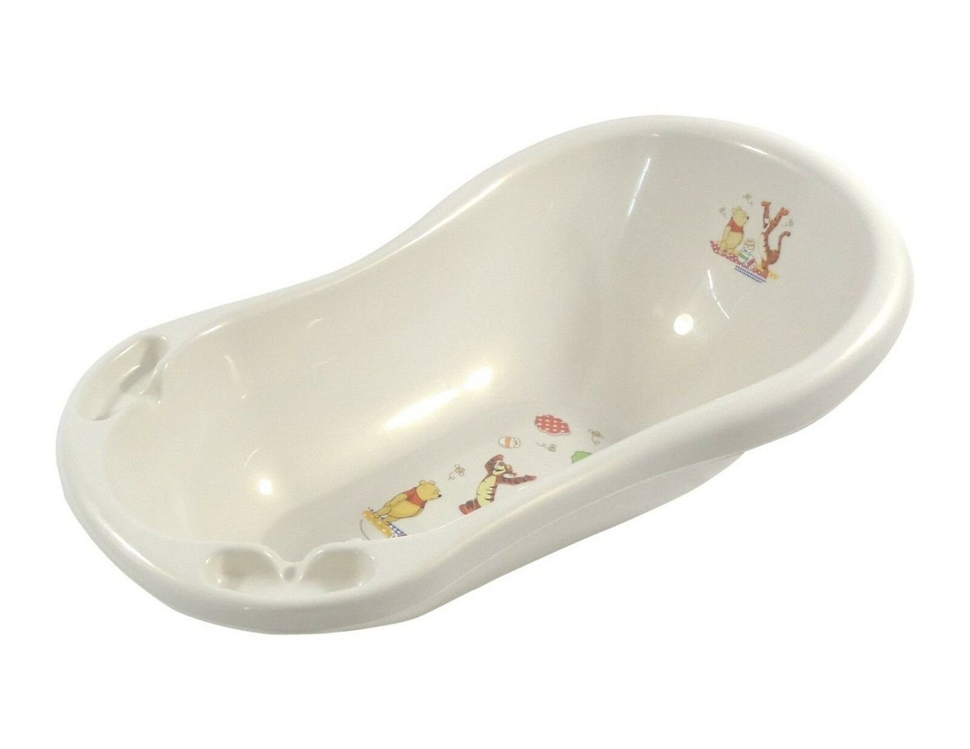 KiNDERWELT Babybadewanne 84 cm Disney Winnie Pooh perl weiß mit Ablaufstöps von KiNDERWELT