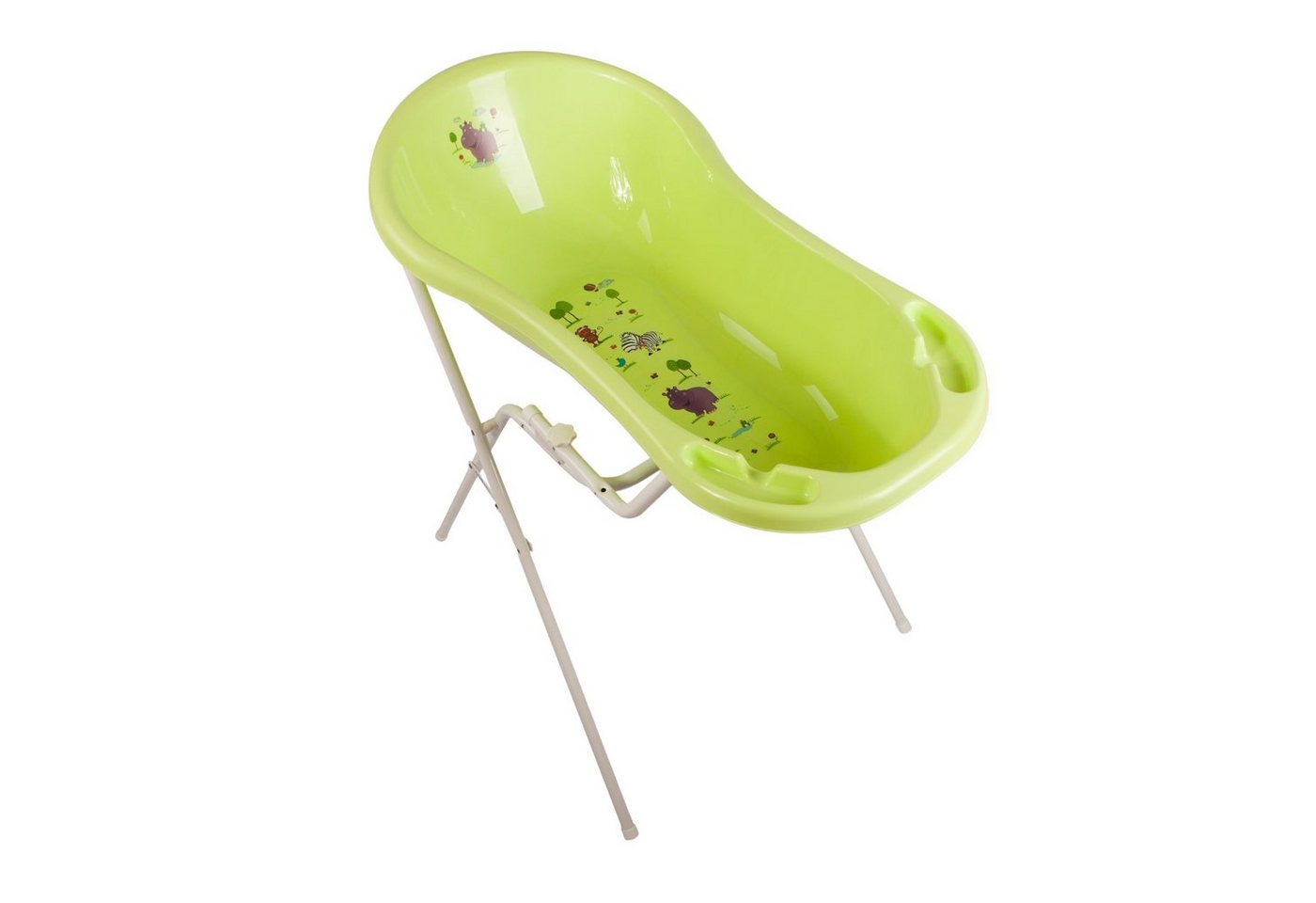 KiNDERWELT Babybadewanne Hippo grün Badewanne XXL mit Stöpsel + Ständer, (Premium Set), mit Ablaufstöpsel von KiNDERWELT