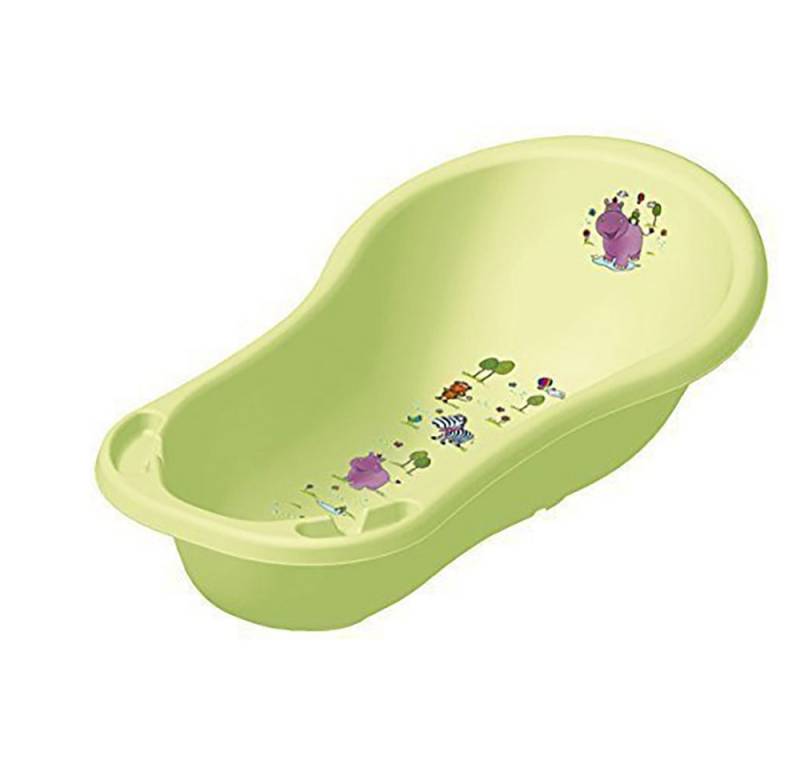 KiNDERWELT Babybadewanne Babywanne XXL 100 cm Hippo grün mit Ablaufstöpsel, mit Ablaufstöpsel von KiNDERWELT