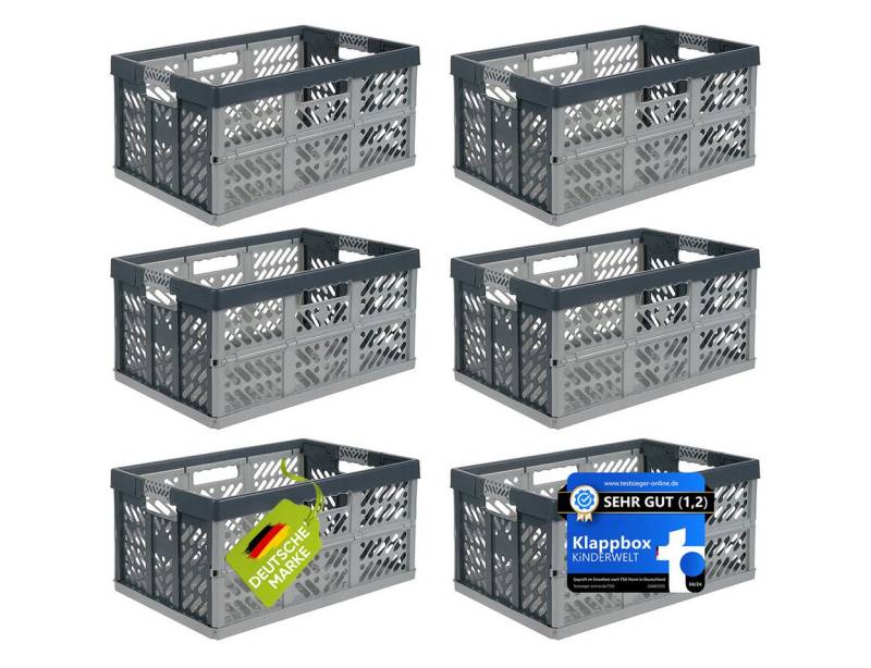 KiNDERWELT Klappbox 6x Premium Faltbox 45 L mit Soft-Touch Griffen, aus hochwertigem Kunststoff KiNDERWELT Klappbox 6x Premium Faltbox 45 L mit Soft-Touch Griffen, aus hochwertigem Kunststoff von KiNDERWELT