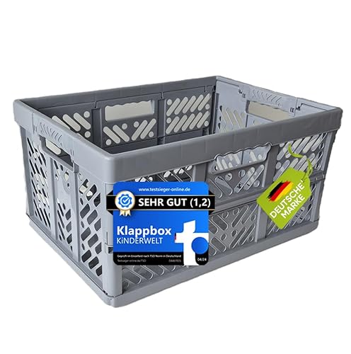 KiNDERWELT Robuste Profi - Klappbox 45 L bis 50 kg - Faltbox, Kiste, Korb zur Aufbewahrung, Transport - grau KiNDERWELT Robuste Profi - Klappbox 45 L bis 50 kg - Faltbox, Kiste, Korb zur Aufbewahrung, Transport - grau von KiNDERWELT