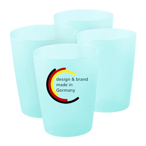 KiNDERWELT Trinkbecher Set 4 x 250 ml aquamarin aus Kunststoff - wiederverwendbare, spülmaschinenfeste Trinkbecher für Kindergeburtstage, Grillabende, Parties, Picknicks von KiNDERWELT