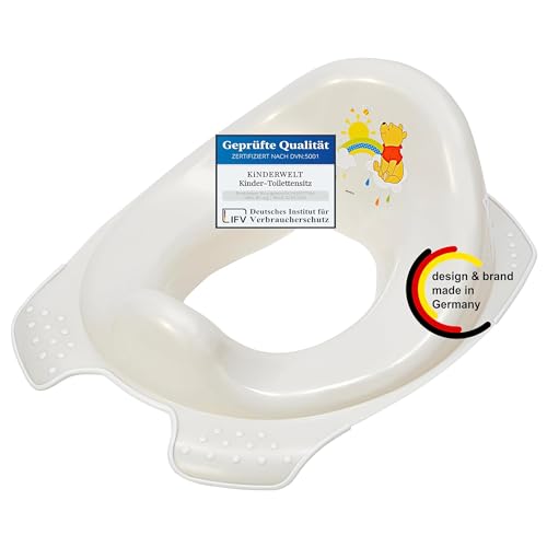 KiNDERWELT Premium Toilettensitz für Kinder und Babys, Disney Winnie Pooh Design in Weiß, Töpfchen für Kleinkinder ab 18 Monaten, abwischbar, rutschfest und BPA-frei von KiNDERWELT