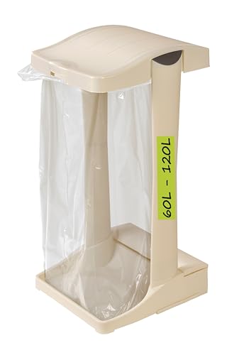 System - Müllsackständer * PREMIUM * mit integriertem Aufbewahrungsfach, 60-120 L perlweiß von KiNDERWELT