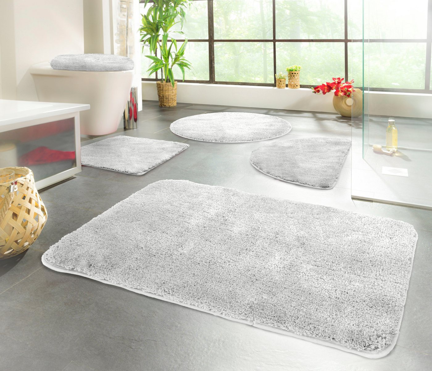 KiNZLER Badematte Chaozhou, Höhe 20 mm, rutschhemmend beschichtet, fußbodenheizungsgeeignet, Polyester, 2-tlg. Stand-WC Set, Badteppich, Uni Farben, weich, als rechteckig, rund & Set erhältlich KiNZLER Badematte Chaozhou, Höhe 20 mm, rutschhemmend beschichtet, fußbodenheizungsgeeignet, Polyester, 2-tlg. Stand-WC Set, Badteppich, Uni Farben, weich, als rechteckig, rund & Set erhältlich von KiNZLER