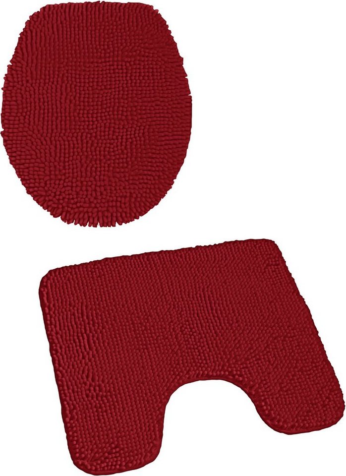 Badematte Chenille KiNZLER, Höhe 18 mm, rutschhemmend beschichtet, fußbodenheizungsgeeignet, Polyester, 2-tlg. Stand-WC Set, Badteppich, Uni Farben, weich, als rechteckig, rund & Set erhältlich von KiNZLER