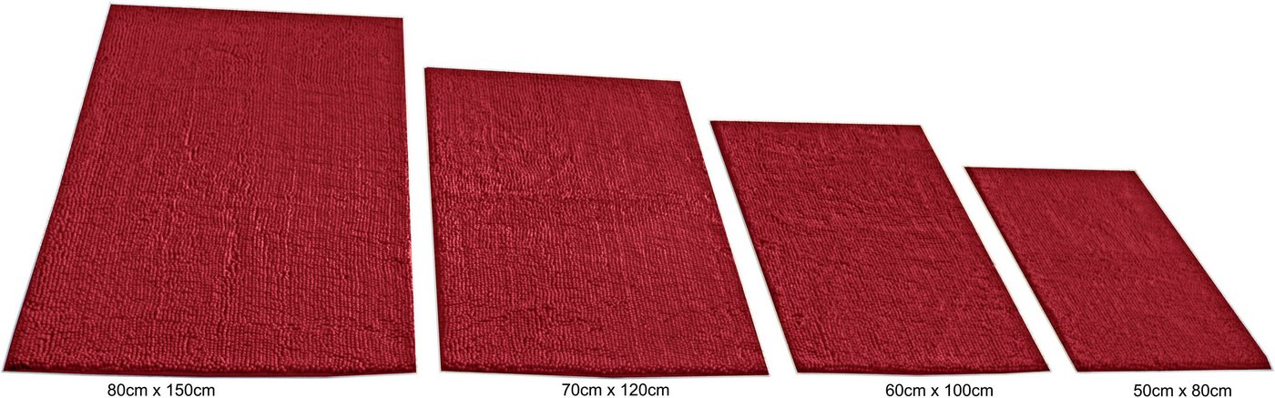 Badematte Chenille KiNZLER, Höhe 18 mm, rutschhemmend beschichtet, fußbodenheizungsgeeignet, Polyester, rechteckig, Badteppich, Uni Farben, weich, als rechteckig, rund & Set erhältlich von KiNZLER