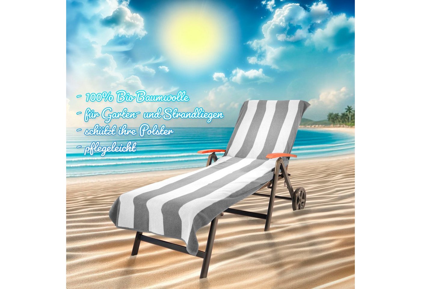 KiNZLER Strandtuch Frottier-Liegenbezug, 100% Baumwolle, Walkfrottee (1-St), Liegen-Handtuch, Uni Farben, weich & flauschig, auch als 2er Set von KiNZLER