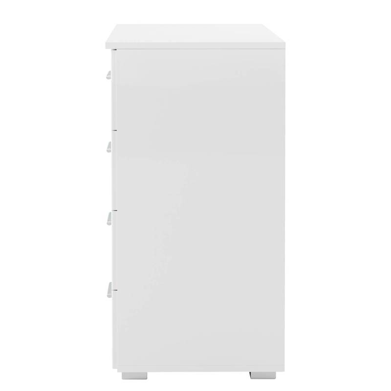 home24 Kommode II 93 x 81 x 42cm Weiß/Hochglanz Weiß/Alpinweiß von home24