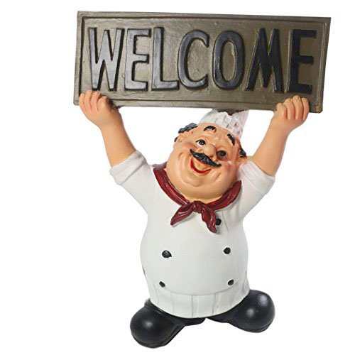 KiaoTime Koch Figur mit WILLKOMMEN Schild Tafel Plaque Zuhause Küche Koch Statue Restaurant Dekor 8" Weiß KiaoTime Koch Figur mit WILLKOMMEN Schild Tafel Plaque Zuhause Küche Koch Statue Restaurant Dekor 8" Weiß von KiaoTime