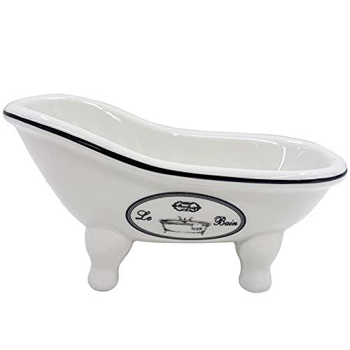 Vintage Clawfoot Tub Badewanne Seifenschale für Badezimmer Dusche – Weihnachtsdekoration Keramik Bar Seifenschale mit Ablauflöchern, Schwammhalter Badebehälter Bar Seifenschale für Badezimmer von KiaoTime