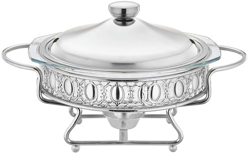 2L -Scheuchtigkeits -Buffet -Set und Buffetwärmer -Set mit Glasschalen für Hochzeiten Buffet, Partys, Bankette, Catering -Events, Silber, Silber von Kiaoeiuyti