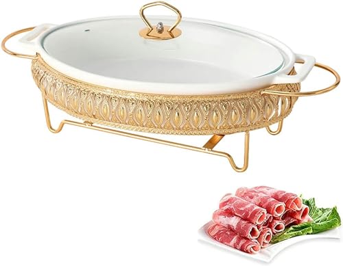 Ceramics Buffet Herd Chafing Dish, Underglaze Oval S und Buffetwärmer mit Glasdeckel, Lebensmittelwärmschale für das Restaurant Home Winter, m Ceramics Buffet Herd Chafing Dish, Underglaze Oval S und Buffetwärmer mit Glasdeckel, Lebensmittelwärmschale für das Restaurant Home Winter, m von Kiaoeiuyti