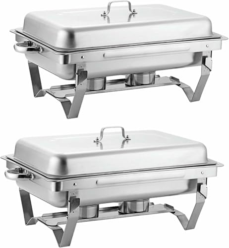 Chafing Dish Buffet Set, 11L Rechteckig isoliert 5 Stücke mit Lebensmittel- und Wasserschüssel, Spirit Cooker Halter Cover für Party/Abendessen/Essbuffets ~/, 2 von Kiaoeiuyti