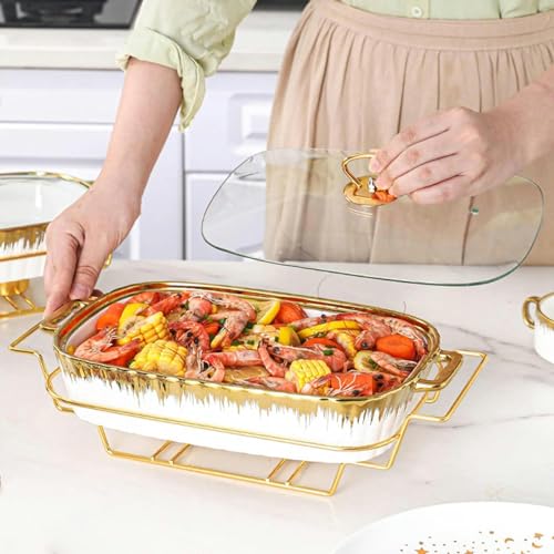 Chafing Dish Ceramics Buffet R Warming Tably Food Buffets Food Wärmer für Partys Buffet Set Chaffing-Gerichte Hochzeit, Partys, Bankett, Catering-Events, Weiß-34.5 cm von Kiaoeiuyti