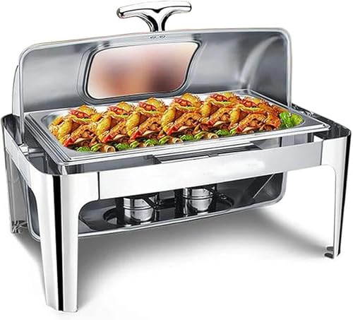 Edelstahl -Buffet -Scheuternschale 9L -Lebensmittelwärmer -Wärmebehälter mit Catering -Tabletts, Wasserwanne und Kraftstoffhaltern für Hochzeit, Partys, Partys von Kiaoeiuyti