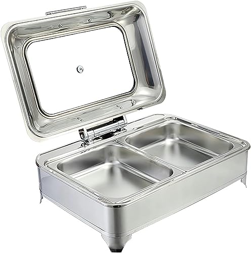 Elektrisches Buffet R, Lebensmittelwärmerschale, einstellbare Temperatur, tragbare Schalterschale, Catering -Buffet -Servierschale, Edelstahlmaterial, 1 Schlitz, 2 Schlitz, 3 Slo von Kiaoeiuyti