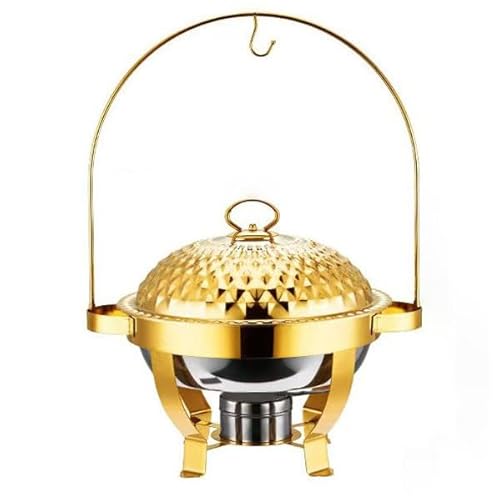 Goldenes Scheuchungsgericht Buffet Set, Edelstahl-Lebensmittelwärmer mit hängendem, Edelstahl-Scheucheln und Buffetwärmer Set Buffet RS für Hochzeitsfeier Bankett Holid, Gold-4,5L von Kiaoeiuyti