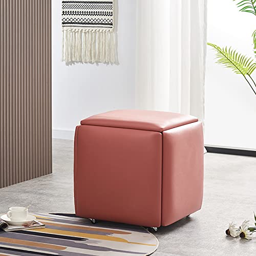 Kiaoeiuyti 5 in 1 Nesting Ottoman Cube Chair, stapelbare Hocker, kleine quadratische Fußstützenhocker aus Kunstleder, Fußhocker mit Rollen für Wohnzimmer, Esszimmer,D,35 * 35 * 35CM Interesting Life Kiaoeiuyti 5 in 1 Nesting Ottoman Cube Chair, stapelbare Hocker, kleine quadratische Fußstützenhocker aus Kunstleder, Fußhocker mit Rollen für Wohnzimmer, Esszimmer,D,35 * 35 * 35CM Interesting Life von Kiaoeiuyti