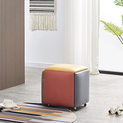 Kiaoeiuyti 5 in 1 Nesting Ottoman Cube Chair, stapelbare Hocker, kleine quadratische Fußstützenhocker aus Kunstleder, Fußhocker mit Rollen für Wohnzimmer, Esszimmer,K,35 * 35 * 35CM Interesting Life Kiaoeiuyti 5 in 1 Nesting Ottoman Cube Chair, stapelbare Hocker, kleine quadratische Fußstützenhocker aus Kunstleder, Fußhocker mit Rollen für Wohnzimmer, Esszimmer,K,35 * 35 * 35CM Interesting Life von Kiaoeiuyti