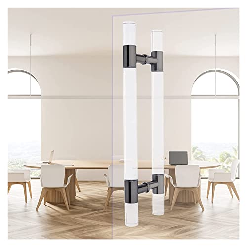 Kiaoeiuyti Home Clear Duschglas-Türgriffset, Acrylh-Halt-Scheunentürgriff für innere Push-Pull-Pull-Freen-Türen, Back-to-Back-Modell (Farbe: Schwarz, Größe: 150 cm/59in) von Kiaoeiuyti