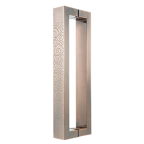 Kiaoeiuyti Rechteckige Türgriff mit Muster schnitzen doppelseitige, rustikale Handels-Tür-Zuggriffe, Hochleistungs-Hardware-Set für Glas/Holz/Metalltür (rosa 82,5 cm/32 1/2in) von Kiaoeiuyti