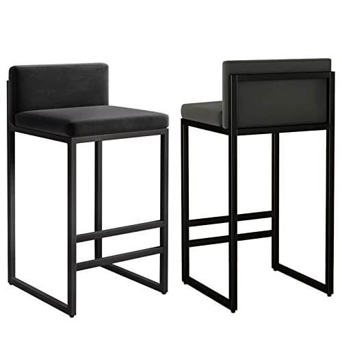 Kiaoeiuyti Thekenhöhe 25" Barhocker mit Rückenlehne für die Küchentheke. Moderne gepolsterte Barhocker, Esszimmerstühle für die Kücheninsel Interesting Life von Kiaoeiuyti