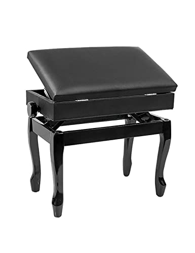 Klavierhocker aus Kunstleder, Deluxe-Klavierbank für Künstler, 10 cm höhenverstellbar, Solo-Keyboardhocker mit gepolstertem Ledersitz und großer Aufbewahrungsbox, 55 x 34 x 47–57 cm Interesting life von Kiaoeiuyti