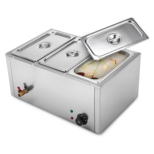 Kommerzieller elektrischer Lebensmittelwärmer -Dampf - 3 Topf Edelstahl -Arbeitsplatte Dampfer 850W für Catering -Restaurants - Suppentopf inklusive von Kiaoeiuyti