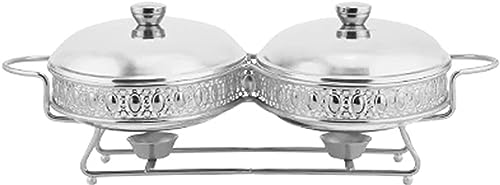 Lebensmittelheizung - Buffetserver und Heizung, Brenner, um das Lebensmittel warm, heißes Potbuffet mit hartem Glasdeckel, Clear Deckelserver Hot Pot Buffet Set, Silber -1,5L Lebensmittelheizung - Buffetserver und Heizung, Brenner, um das Lebensmittel warm, heißes Potbuffet mit hartem Glasdeckel, Clear Deckelserver Hot Pot Buffet Set, Silber -1,5L von Kiaoeiuyti
