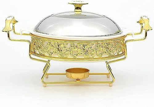 Lebensmittelwärmer für Partys Buffets, Lebensmittelwärmschale Golden Muster Chafing Dish Buffet Set, runder Edelstahlchafer mit Deckel für Hochzeiten Buffet, 28 cm von Kiaoeiuyti