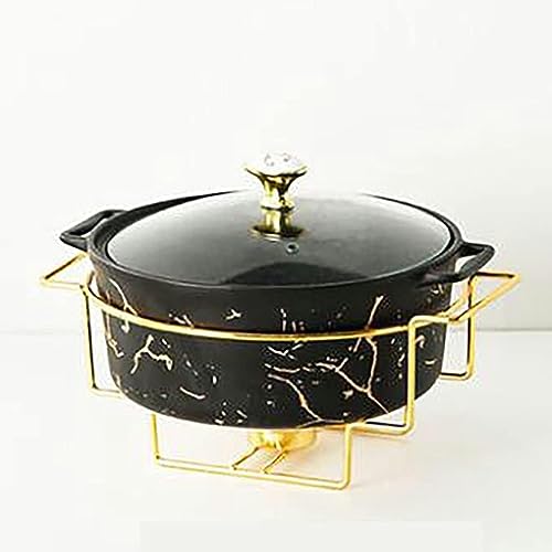 Lebensmittelwärmer für Partys Buffets, Lebensmittelwärmschale rundes Scheuchungsgericht Buffet Set, Keramik-Marmor Finish Chafer mit Glasdeckel, Chafer und Buffet wärmer für, schwarz-a Lebensmittelwärmer für Partys Buffets, Lebensmittelwärmschale rundes Scheuchungsgericht Buffet Set, Keramik-Marmor Finish Chafer mit Glasdeckel, Chafer und Buffet wärmer für, schwarz-a von Kiaoeiuyti