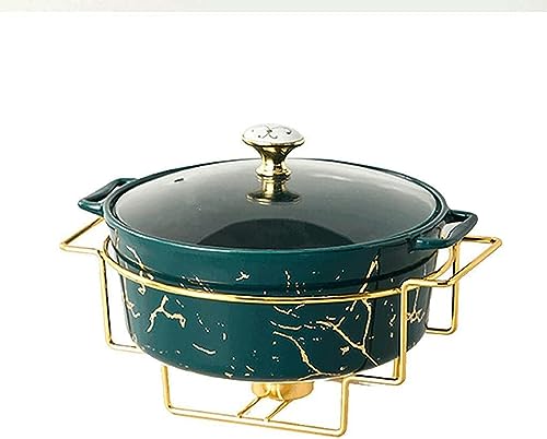Lebensmittelwärmer für Partys Buffets, Lebensmittelwärmschale rundes Scheuchungsgericht Buffet Set, Keramik-Marmor-Finish-Chafer mit Glasdeckel, Chafer und Buffetwärmer-Set für grün-a Lebensmittelwärmer für Partys Buffets, Lebensmittelwärmschale rundes Scheuchungsgericht Buffet Set, Keramik-Marmor-Finish-Chafer mit Glasdeckel, Chafer und Buffetwärmer-Set für grün-a von Kiaoeiuyti