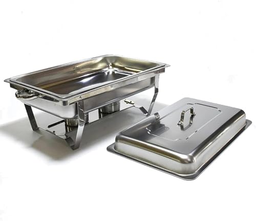 Rechteckige Edelstahl-Scheuchtigkeitsgerichte Set Chafers Buffet Server und Lebensmittelwärmer mit Alkoholofen und Wasserschalen für Catering-Events, Einzelgitter-3600g Rechteckige Edelstahl-Scheuchtigkeitsgerichte Set Chafers Buffet Server und Lebensmittelwärmer mit Alkoholofen und Wasserschalen für Catering-Events, Einzelgitter-3600g von Kiaoeiuyti