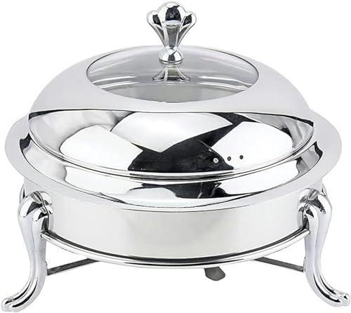 Rostfreies Stahlrundbuffet-Chafer, Food Tablett Wärmer Scheuchterstichbuffet Set mit Pfannen und Kraftstoffhalter für Partys Events Hochzeit, Silber-22 cm von Kiaoeiuyti