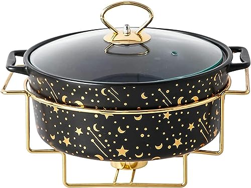 Runde Scheuchtigkeitsgericht Buffet Set Ceramics Food Wärmer W/Glasdeckel, Schurke und Buffetwärmer-Set für Hochzeiten Partys Bankette Events, Black-M Runde Scheuchtigkeitsgericht Buffet Set Ceramics Food Wärmer W/Glasdeckel, Schurke und Buffetwärmer-Set für Hochzeiten Partys Bankette Events, Black-M von Kiaoeiuyti