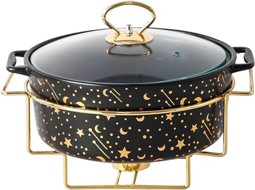 Runde Scheuchtigkeitsgericht Buffet Set Ceramics Food Wärmer mit Glasdeckel, S und Buffetwärmer-Set für Hochzeitspartys Bankette Events, Black-L Runde Scheuchtigkeitsgericht Buffet Set Ceramics Food Wärmer mit Glasdeckel, S und Buffetwärmer-Set für Hochzeitspartys Bankette Events, Black-L von Kiaoeiuyti