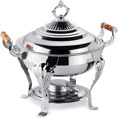 Rundes Scheuchungsgericht Buffet Set in voller Größe Edelstahlbuffet mit Deckel, Lebensmittelwärmer -Behälter für Buffet Party Bankett, Spiegelpolieren von Kiaoeiuyti