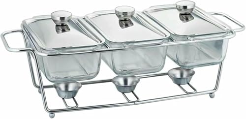 Scheuchtigkeits -Buffet Set, Lebensmittelwärmer -Set mit Glastopf und Deckel, Edelstahlhalter, für Partys, Buffets, Hochzeiten, Partys, Bankette, Catering -Events ~/, C. von Kiaoeiuyti
