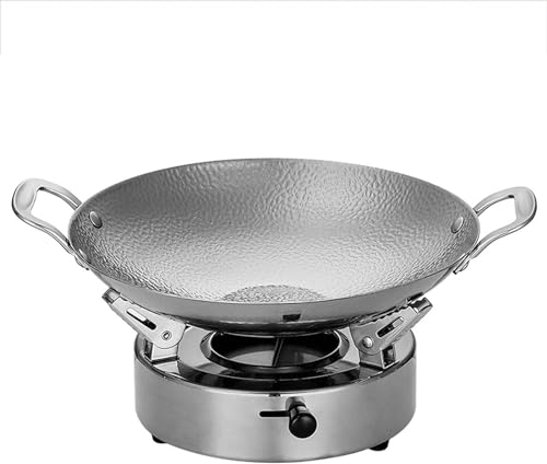 Scheuchtigkeitset Set, Edelstahl runden Chafing Dishabuffet Food Wärmer Pfanne heißer Topf, Edelstahl Alkoholhermel von Kiaoeiuyti