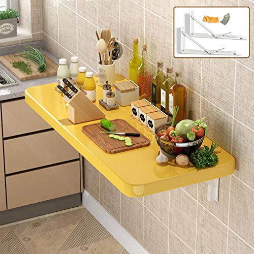 Wandmontierter schwebender Klapptisch für das Heimbüro, hängender Multifunktions-Computertisch/Stehtische/Werkbank/Küchenesstisch/Schminktisch, 4 Farben, 21 Größen (Gelb, 70 x 40 cm/28 x 1 Interesting von Kiaoeiuyti